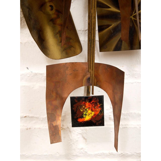 20thC .Mid-Century Modern Brutalist Wall Sculpture Is a Copper and Brass Art Piece Styled After Curtis Jere. For Sale - Image 11 of 11