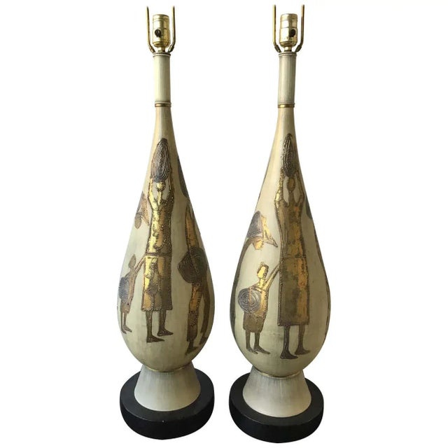 1950s Large Italian Ceramic Lamps - A Pair For Sale - Image 13 of 13