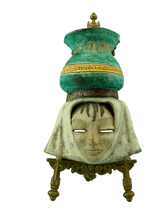 Art Deco Ceramic Wall Mask of Commoner with Vase by Merlone for Tanagra, Rome, Italy, 1940s