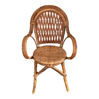 1950s Danish Rattan and Bamboo Armchair For Sale