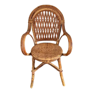 1950s Danish Rattan and Bamboo Armchair