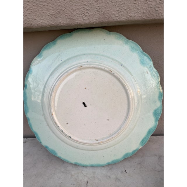 French Majolica Plate With Flowers & Butterfly, Circa 1900 For Sale - Image 4 of 5