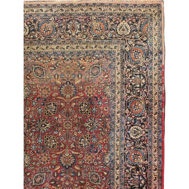 1920s faded red and blue traditional Persian Meshed Rug