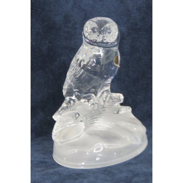 Cristal d'Arques Garanti Crystal Glass Owl Statue Figurine Bookend France For Sale - Image 12 of 12