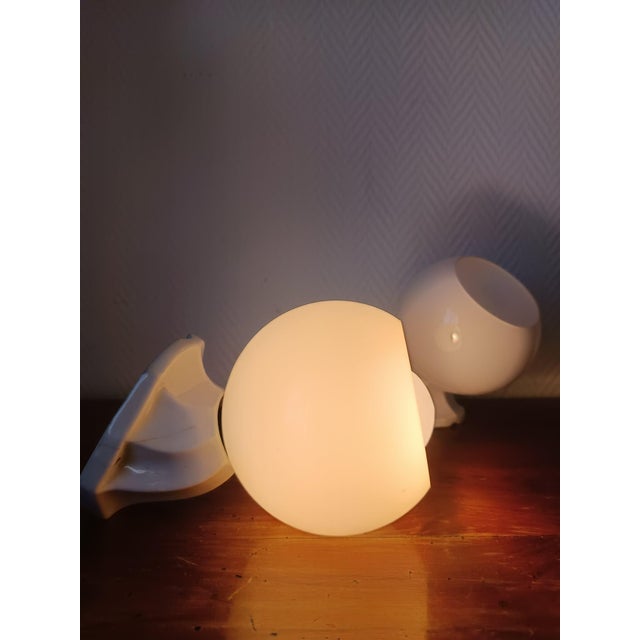 Art Deco Wall Sconces in Porcelain and Opaline, 1950s, Set of 2 For Sale - Image 4 of 11