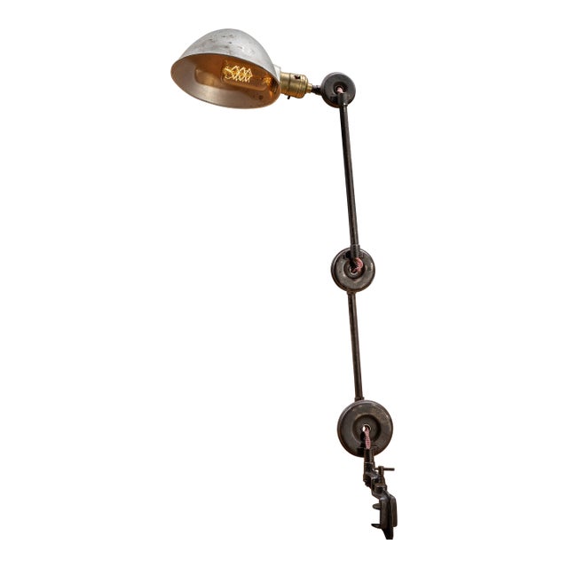 Vintage Industrial Articulating Table Mount Task Lamp For Sale