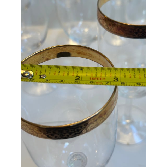 1970s Vintage 1970s Lenox "Autumn" Collection Handblown Crystal Water Glasses 7.75" High 24k Gold Encrusted Band - Set of 12 For Sale - Image 5 of 18