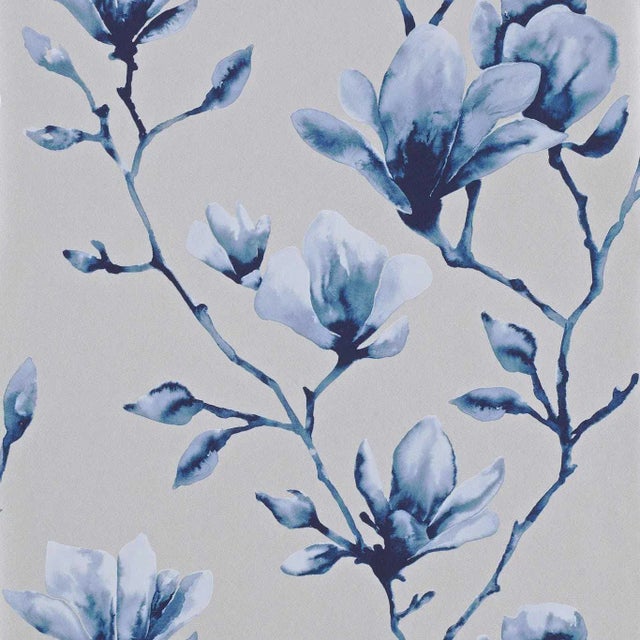 Harlequin Lotus Wallpaper in Indigo For Sale