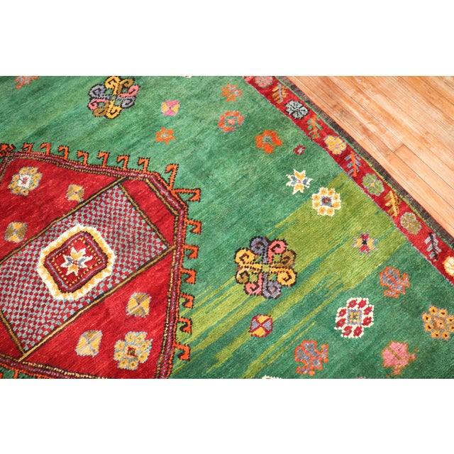 Mid 20th Century Green Turkish Tulu Rug For Sale - Image 9 of 18