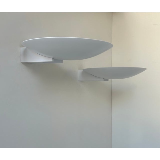 Vintage Modernist Wall Lights in White Lacquered Metal from Disderot, France, 1970, Set of 2 For Sale - Image 4 of 8