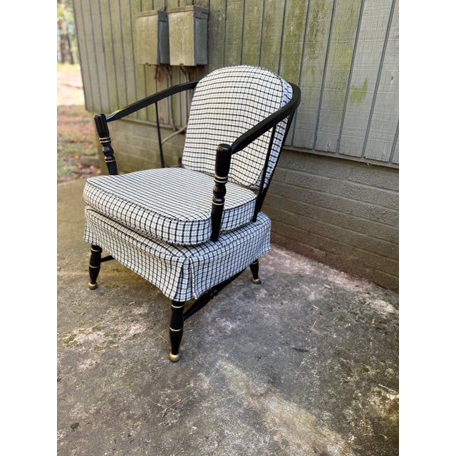 Pair of Vintage Black Painted Barrel Back Tub Chairs For Sale - Image 15 of 18
