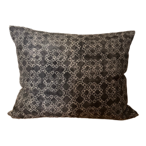 Grey Cross Batik Hemp Linen Pillow