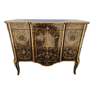 Widdicomb Black Lacquered and Gilt Venetian Chest Commode For Sale
