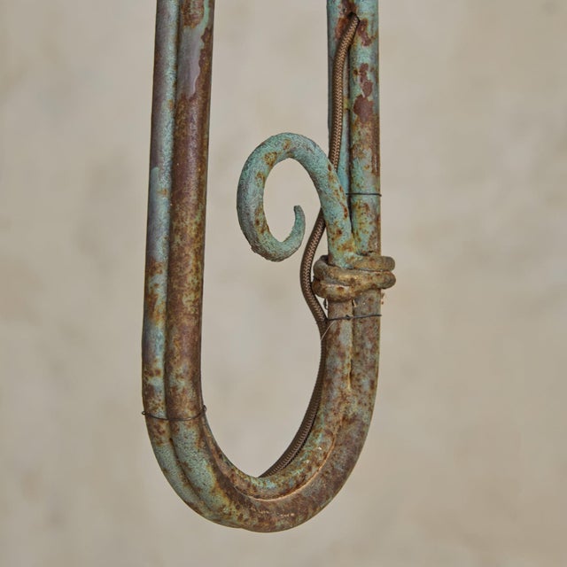 Metal 1940s French Hand-Forged Wrought Iron 8-Light Chandelier For Sale - Image 7 of 11