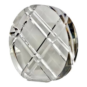1980s Signed Lucite Geometric Round Sculpture by Walter Prosper