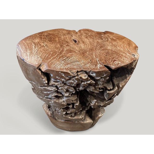 Andrianna Shamaris Organic Cerused Teak Wood Side Table For Sale In New York - Image 6 of 6