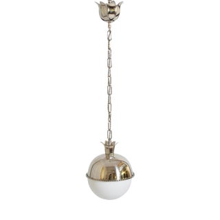 Granada Nickeled Brass and Opaline Pendant Lamp by Barracuda Interiors For Sale
