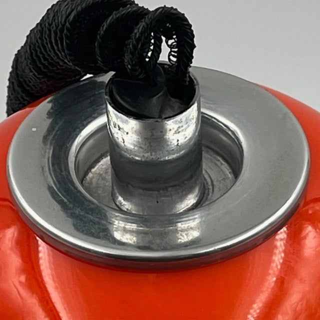 Metal Vintage Pendant Light in Opaline Orange and White Glass, Italy, 1960s For Sale - Image 7 of 11