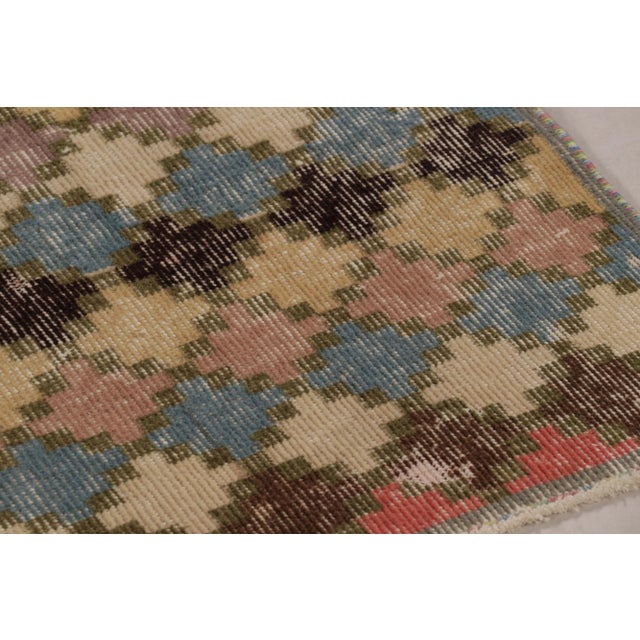 Traditional Vintage Turkish Distressed Rug With Polychromatic Diamond Patterns - Rug & Kilim For Sale - Image 3 of 8