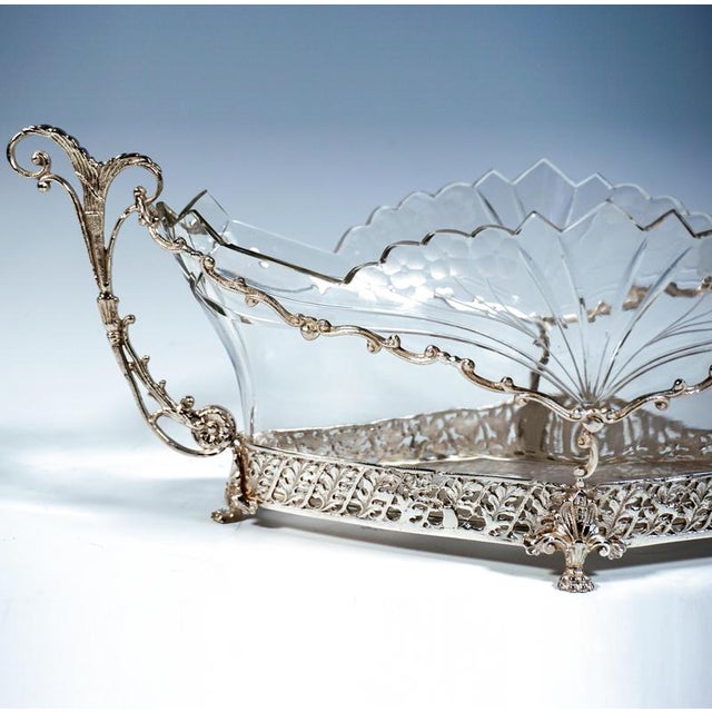 1970s Delicate Silver Jardiniere with Cut Glass Liner, Greece, 1970 For Sale - Image 5 of 8