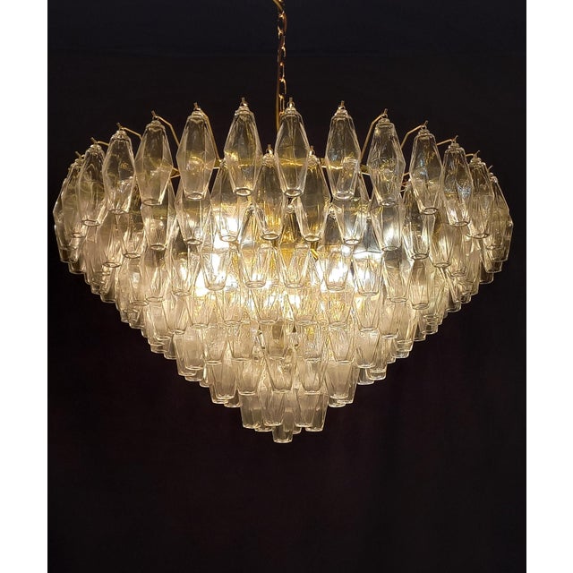 Glass Handmade Crystal Polyhedron Glass Chandelier, 1962 For Sale - Image 7 of 12