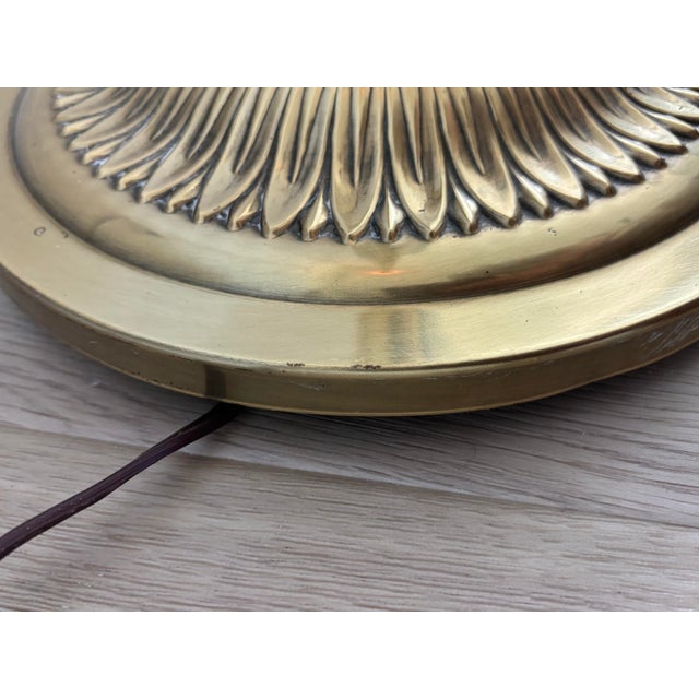 1970s Hollywood Regency/Art Deco Brass With Pink Glass Floor Lamp/Torche For Sale - Image 9 of 12