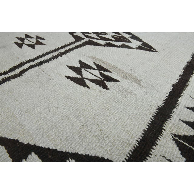 1970s 1970s Vintage Turkish Handmade Wool Cotton White Runner Rug For Sale - Image 5 of 11