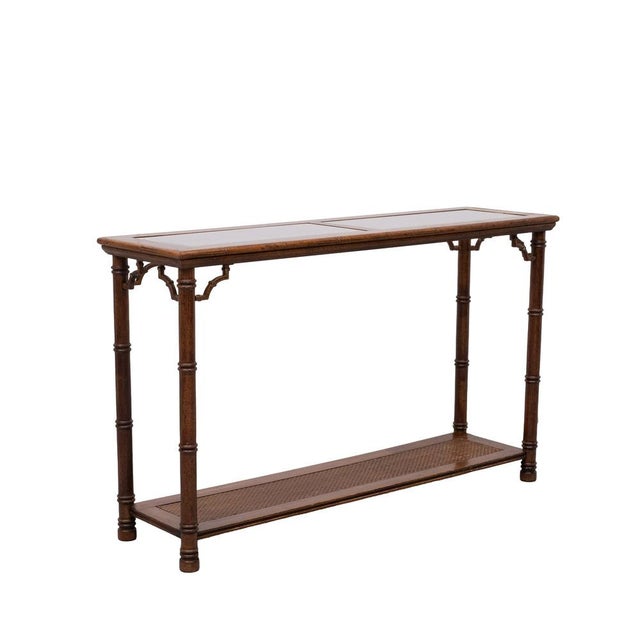 Chippendale Chinese Console Table in Faux Bamboo, 1970s For Sale - Image 4 of 11