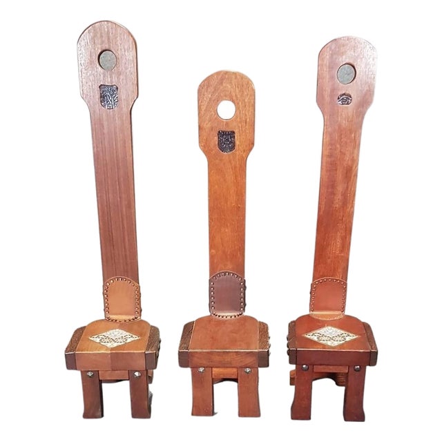 Vintage Arts and Crafts High Back Side Chairs, Set of 3 For Sale