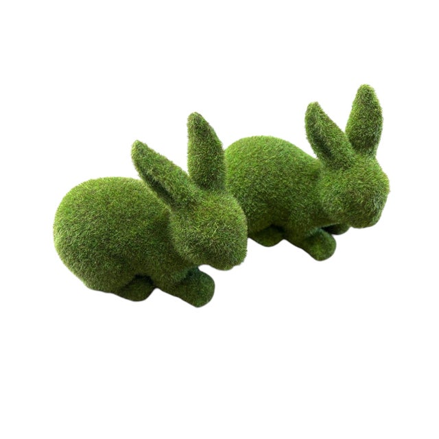 Vintage Green Moss Decorative Bunnies, a Pair For Sale In Greensboro - Image 6 of 7