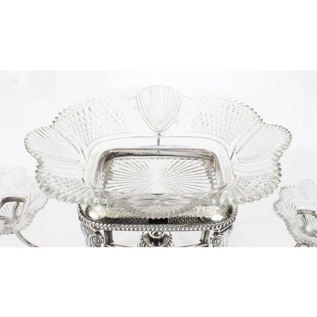 19th Century Sheffield Plate Cut Glass Epergne Centrepiece, 1820s For Sale - Image 6 of 17