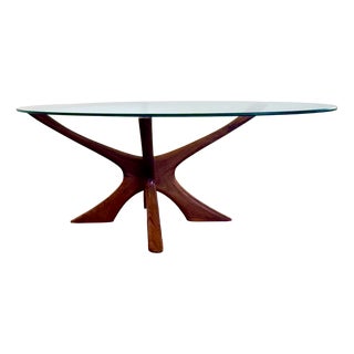 Mid-Century Danish Oval Glass Coffee Table by Illum Wikkelsø, 1960s For Sale