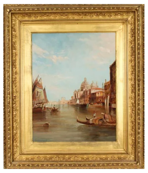 Alfred Pollentine, Santa Maria Della Salute Venice, 1800s, Oil on Canvas, Framed