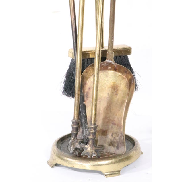 Mid 20th Century Mid 20th Century Colonial Revival Brass Fireplace 5 Pc. Tool Set For Sale - Image 5 of 7