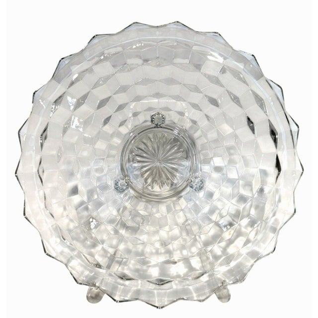 Fostoria Vintage Fostoria American 2056 No. 307 Clear Glass 3-Footed Cake Plate For Sale - Image 4 of 4