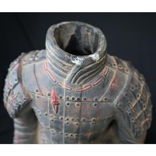 Ceramic Terracotta Warrior Replica Kneeling Archer Statue For Sale - Image 7 of 8
