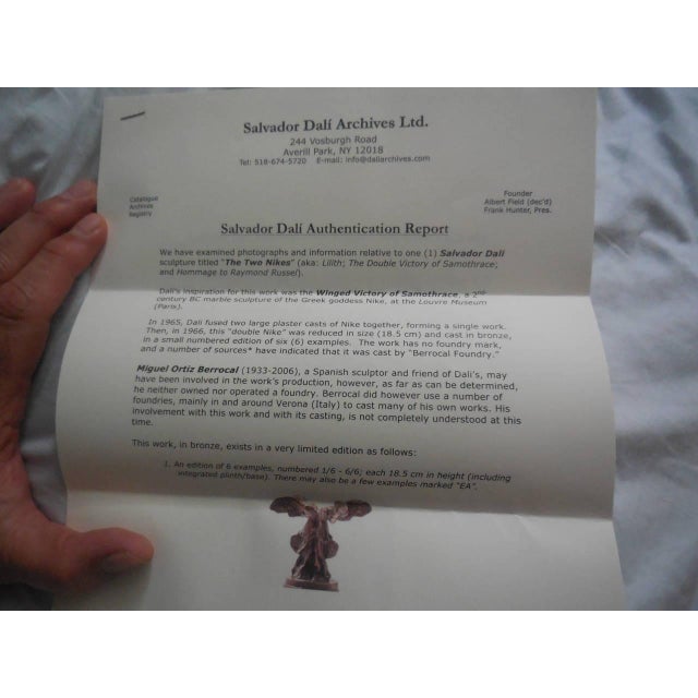 Surrealism Salvador Dalí­, Rare 1966 Original Bronze Sculpture "The Two Nikes" edition of 6 Salvador Dali, 1966 For Sale - Image 3 of 8