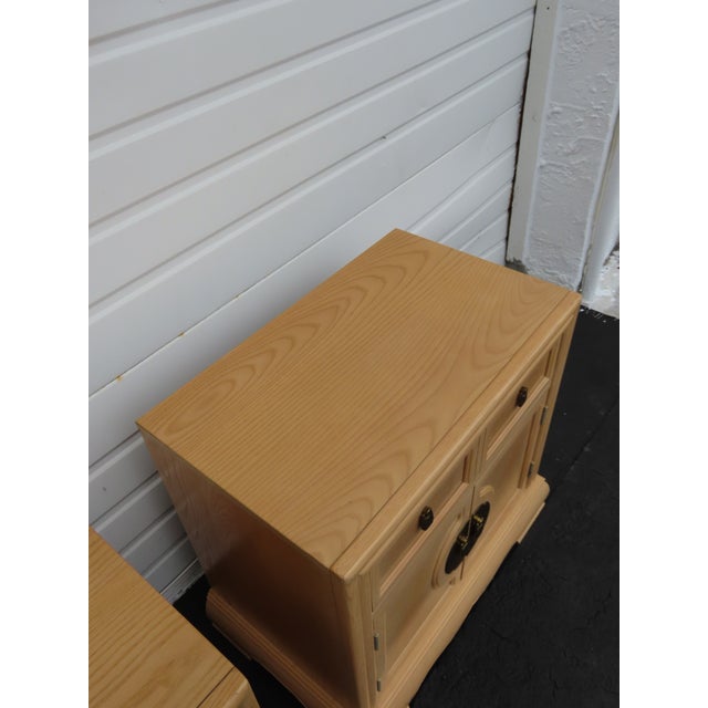 Bernhardt Hollywood Regency White Oak Large Nightstands End Bedside Tables a Pair 6400 For Sale - Image 14 of 18