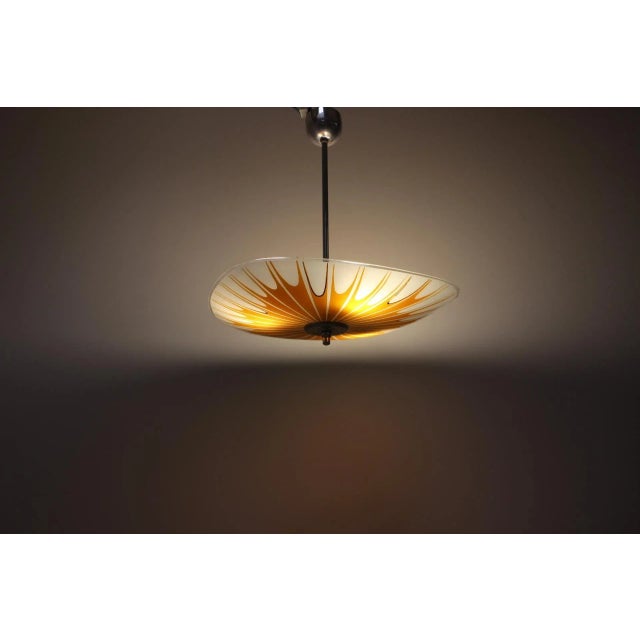 Gold Mid-Century Glass Ceiling Lamp by Napako, 1960s For Sale - Image 8 of 12