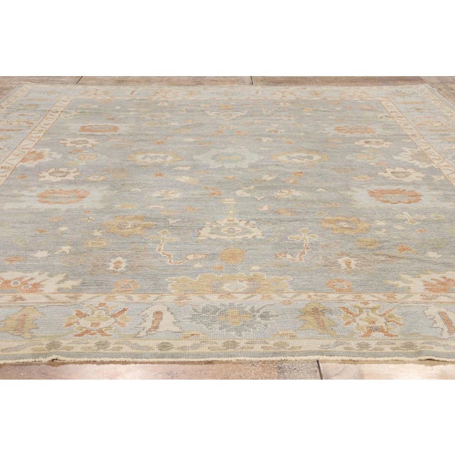 Silver Vintage Modern Turkish Oushak Rug - 09'00 X 11'08 For Sale - Image 8 of 10