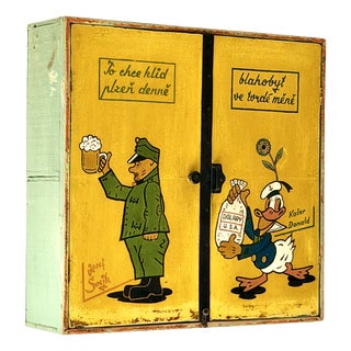 Mid-Century Hand-Painted Cabinet, Former Czechoslovakia, 1970s For Sale