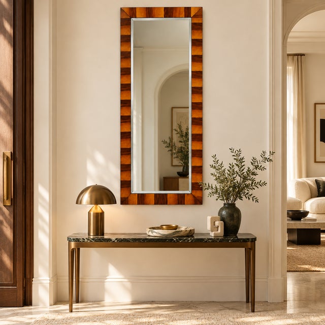 Wood Mid-20th Century Italian Macassar Veneered Beveled Mirror attributed to Osvaldo Borsani for Atelier Di Varedo, 1930s For Sale - Image 7 of 8