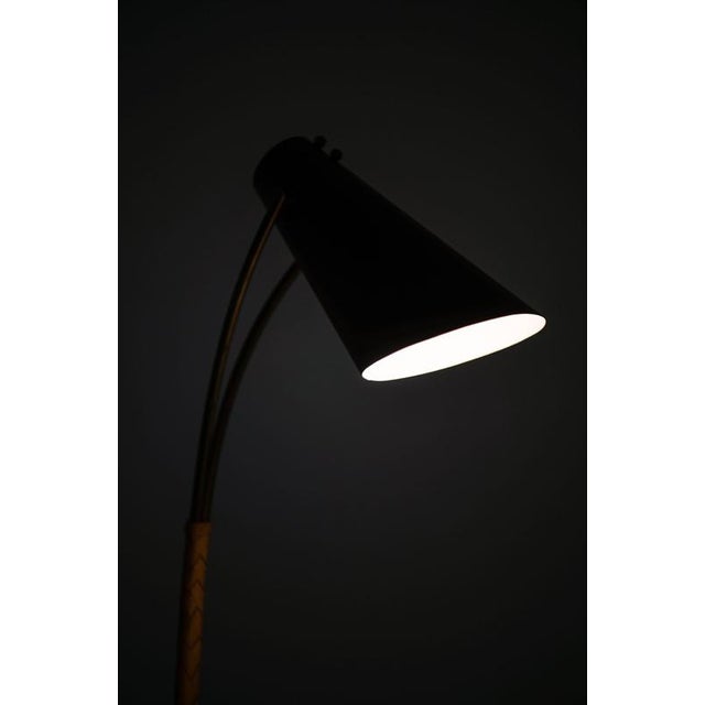 Black Table Lamp in Brass with Leather and Metal by Svend Aage Holm Sørensen, 1950s For Sale - Image 8 of 10