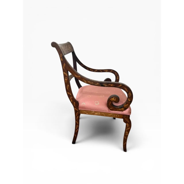 Late 19th Century Dutch Regency Satinwood & Mahogany Marquetry Armchair For Sale - Image 4 of 14