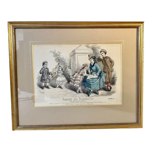 Antique Hand Colored French Fashion Engraving - Circa 1879