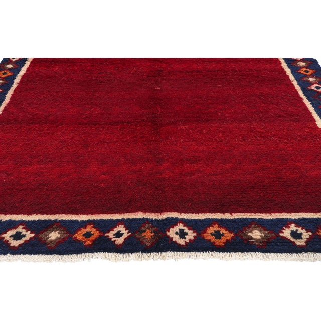 Vintage Persian Lori Solid Red Field Rug - 05'03 X 08'05 For Sale - Image 4 of 9