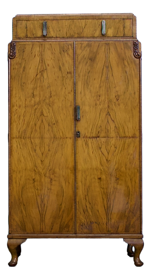 Art Deco British Burr Walnut Tallboy, 1930s