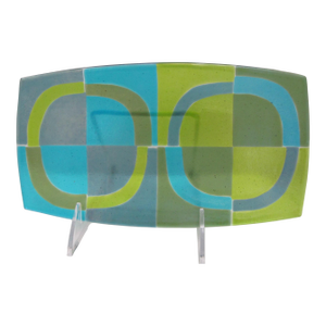 Shepardson Studios Geometric Op Art Fused Art Glass Decorative Plate Tray