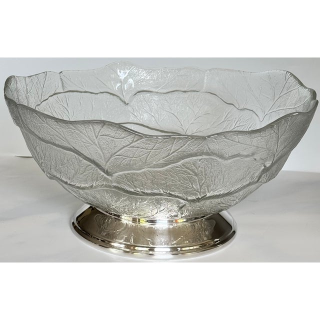 Vintage Clear Cabbage Ware Salad Bowl With Silver Plated Plinth For Sale - Image 12 of 12