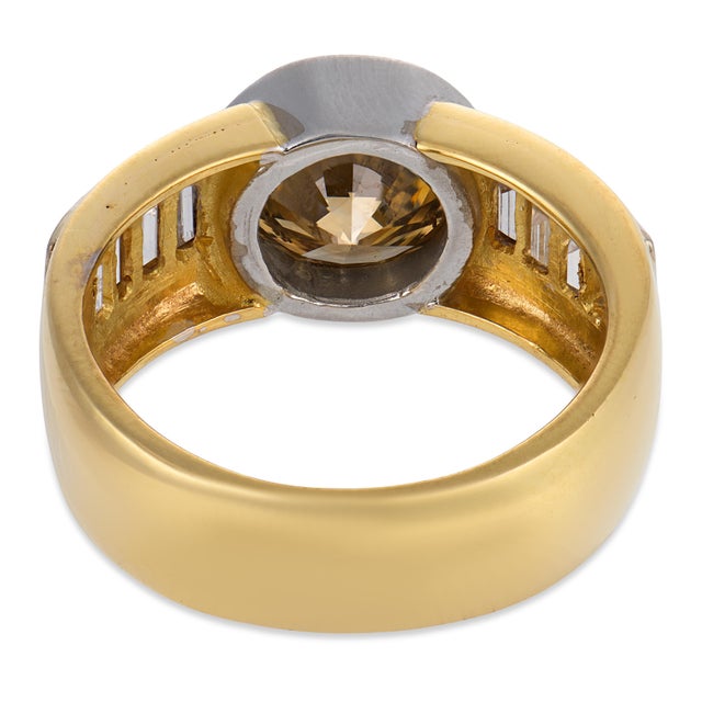 Vintage Gia 3.03 Carat Fancy Dark Yellowish Brown Diamond 18k Gold Ring, Size 7 For Sale In Los Angeles - Image 6 of 6